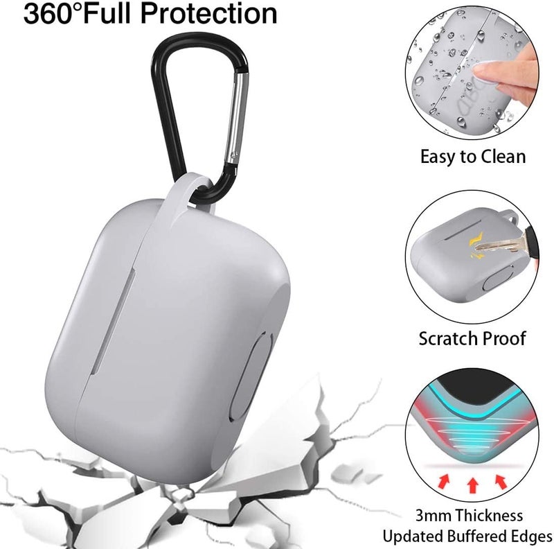 Lerobo Compatible with AirPods Pro 2 Case Cover,Full Protective Shockproof Silicone Protective Case for Airpods Pro Supports Wireless Charging with Carabiner Front LED Visible,Gray - Image 4